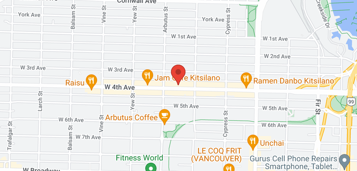 map of 305 2035 W 4TH AVENUE